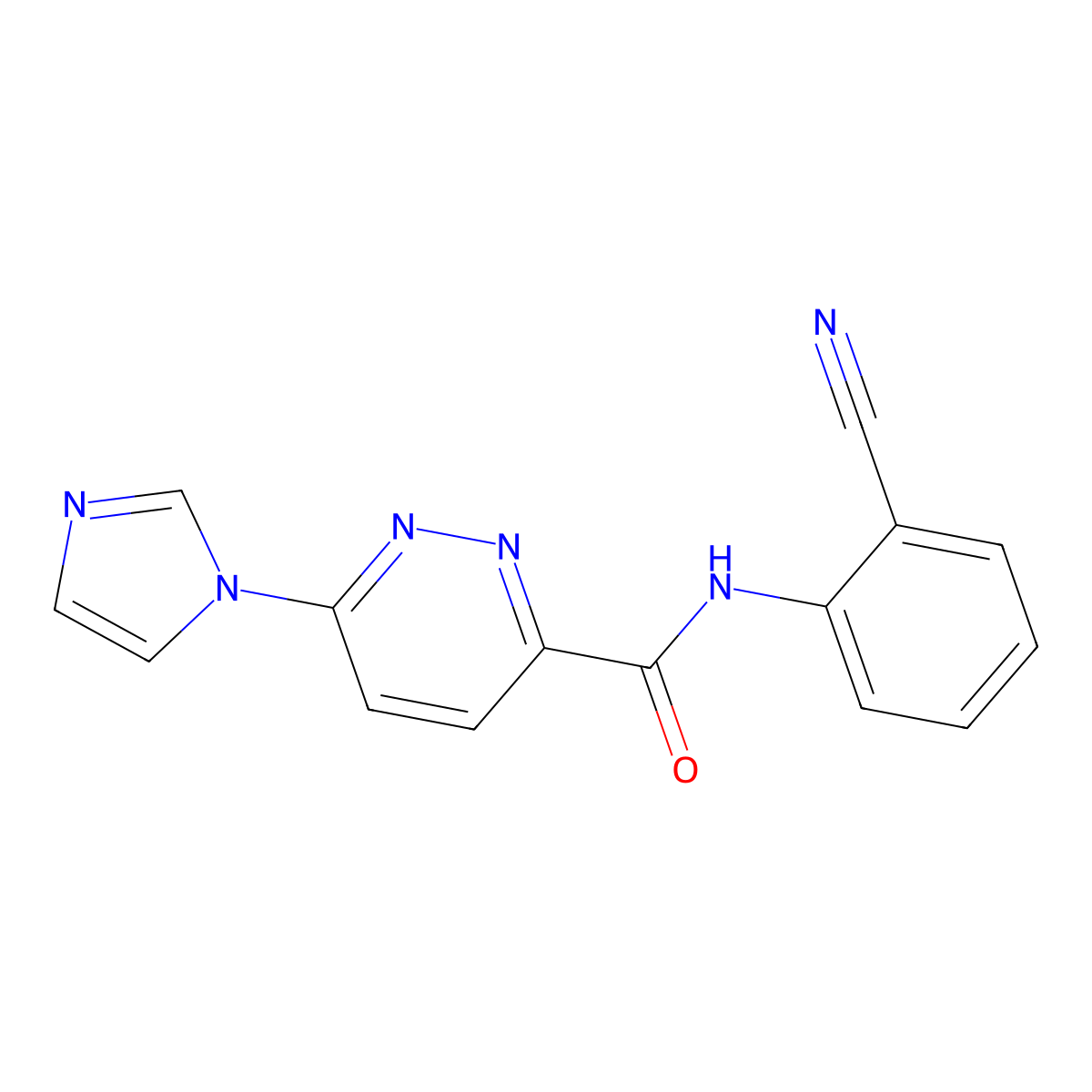 N-(2-cyanophenyl)-6-(1H-imidazol-1-yl)pyridazine-3-carboxamide molecular structure, CAS 1396799-85-1