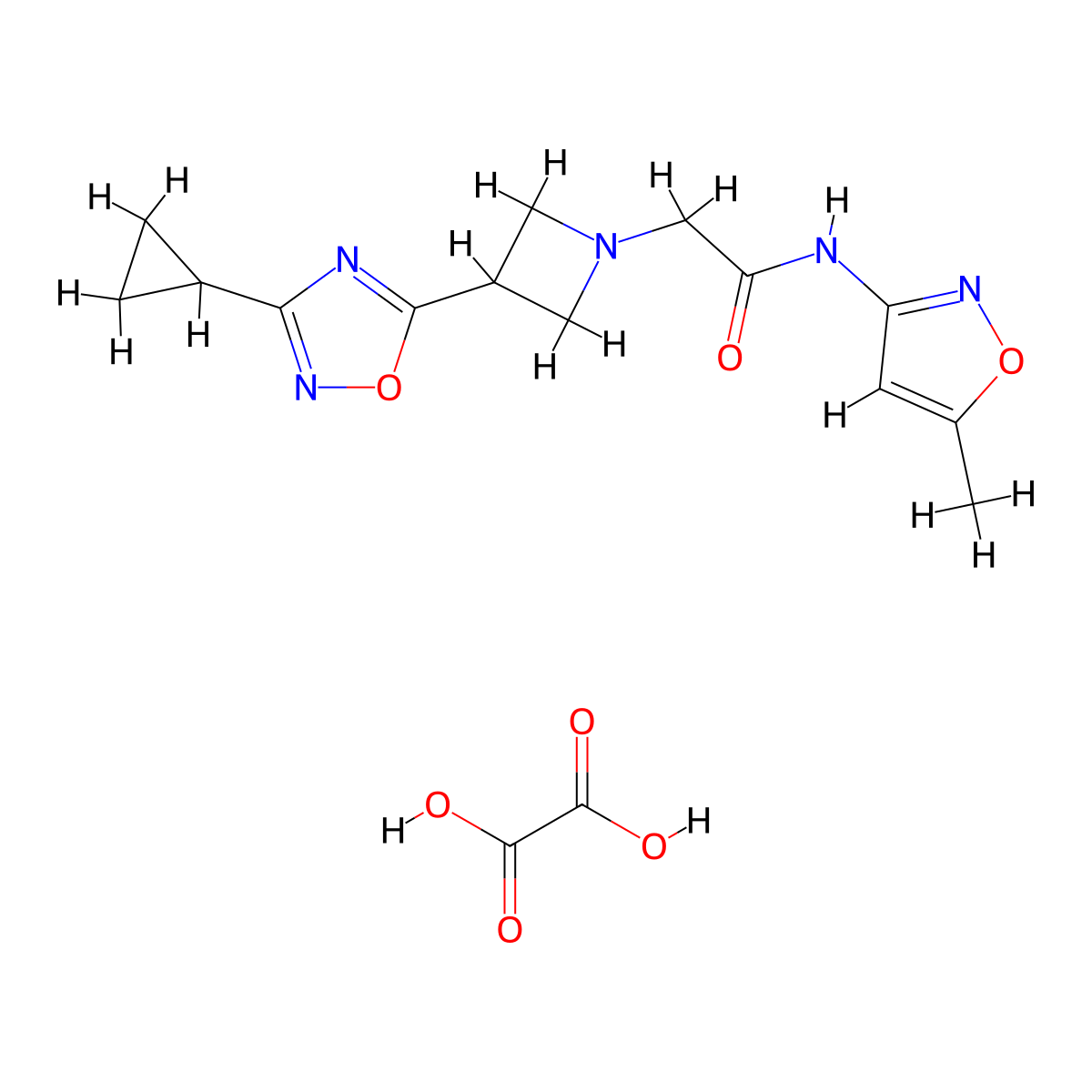 2-(3-(3-cyclopropyl-1,2,4-oxadiazol-5-yl)azetidin-1-yl)-N-(5-methylisoxazol-3-yl)acetamide oxalate molecular structure, CAS 1396799-95-3