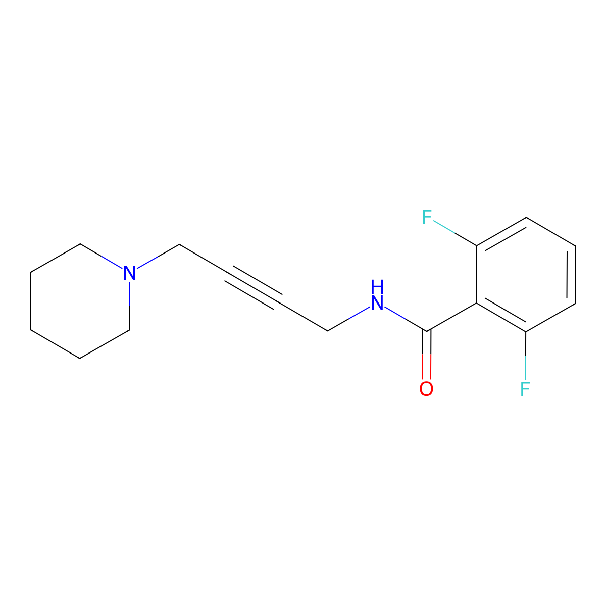 2,6-difluoro-N-(4-(piperidin-1-yl)but-2-yn-1-yl)benzamide molecular structure, CAS 1396799-96-4