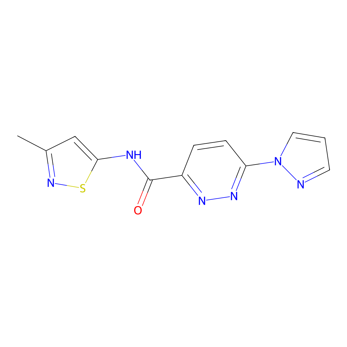 N-(3-methylisothiazol-5-yl)-6-(1H-pyrazol-1-yl)pyridazine-3-carboxamide molecular structure, CAS 1396799-98-6