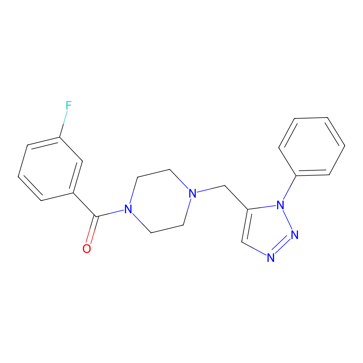 1-(3-fluorobenzoyl)-4-[(1-phenyl-1H-1,2,3-triazol-5-yl)methyl]piperazine molecular structure, CAS 1396800-02-4