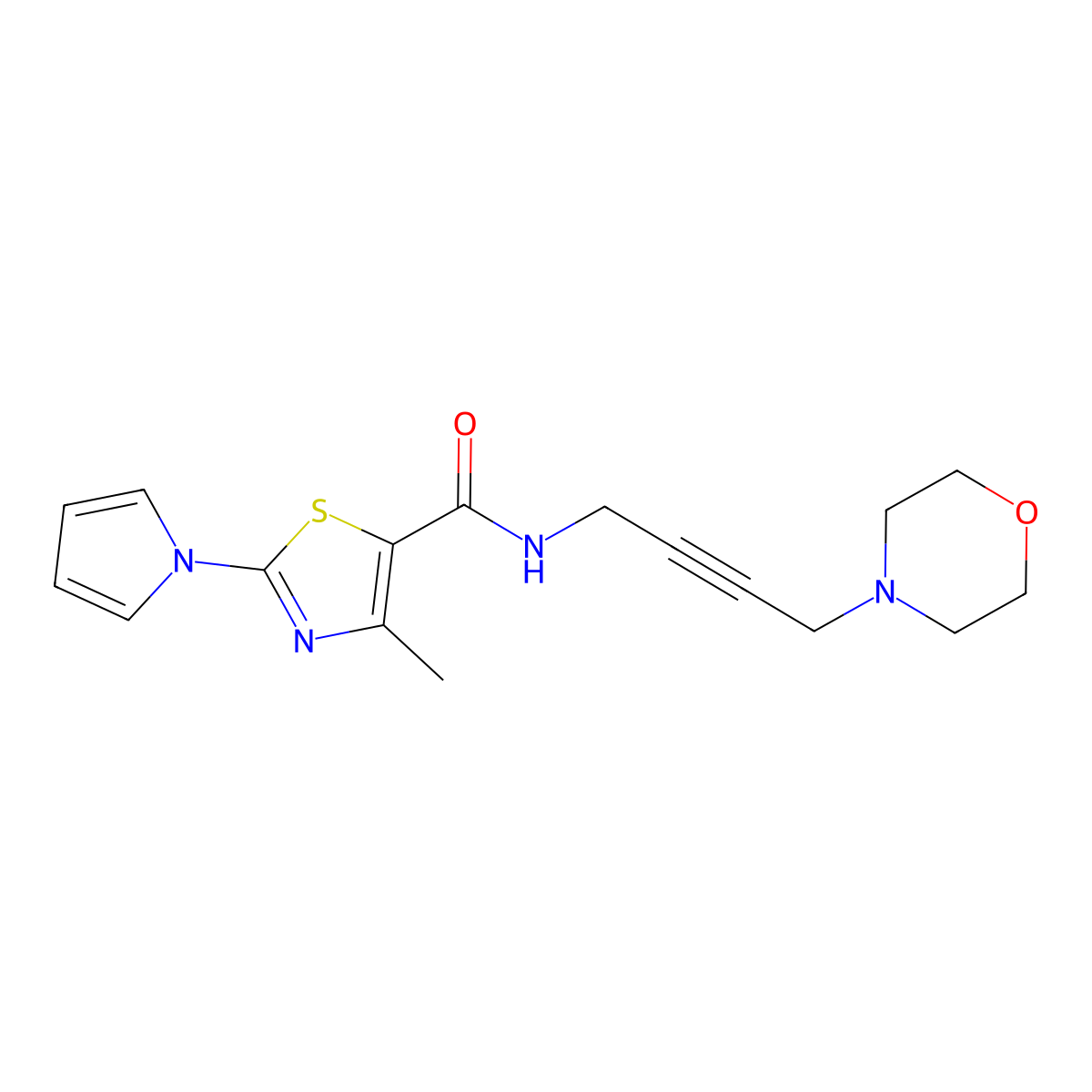 4-methyl-N-(4-morpholinobut-2-yn-1-yl)-2-(1H-pyrrol-1-yl)thiazole-5-carboxamide molecular structure, CAS 1396800-07-9