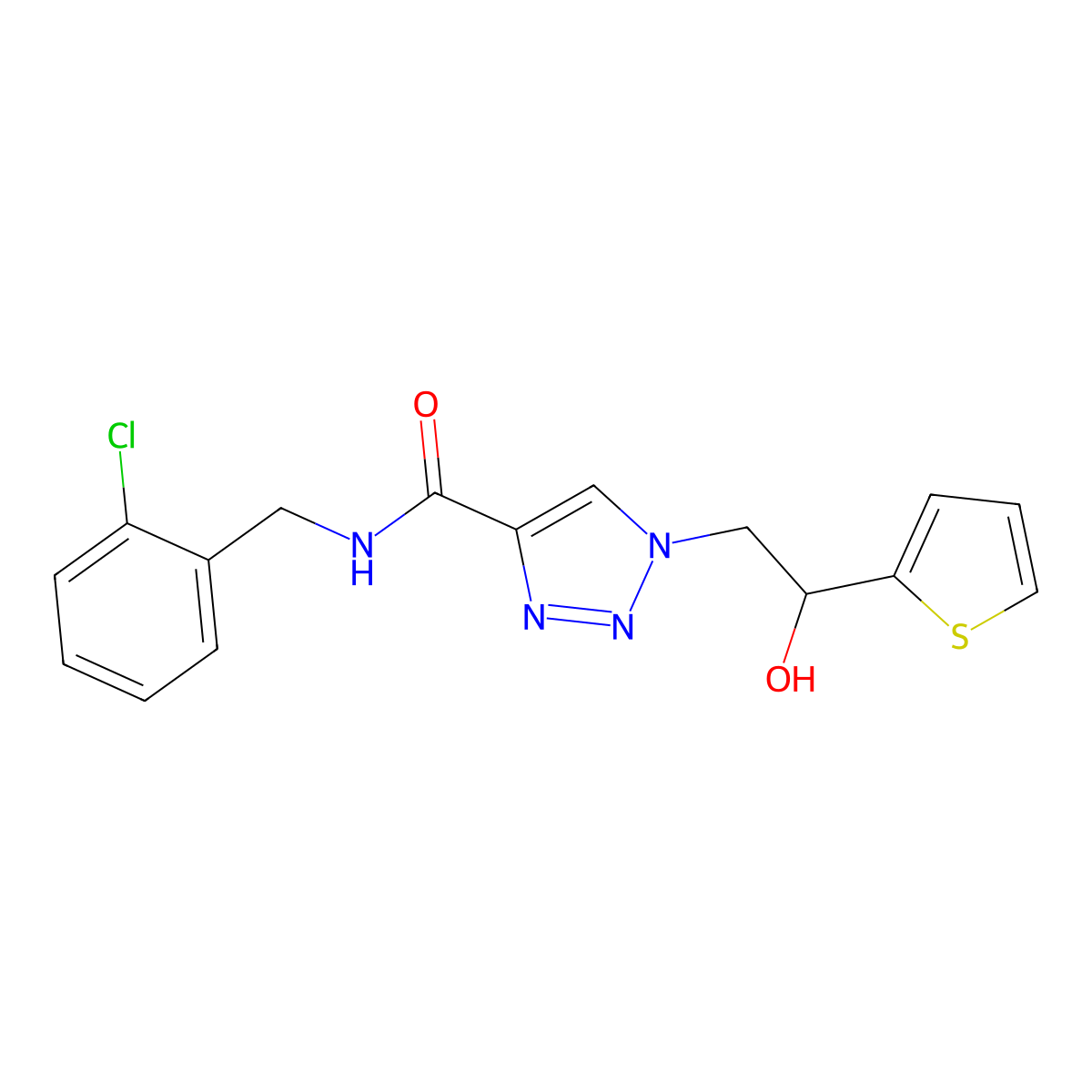 N-(2-chlorobenzyl)-1-(2-hydroxy-2-(thiophen-2-yl)ethyl)-1H-1,2,3-triazole-4-carboxamide molecular structure, CAS 1396800-14-8