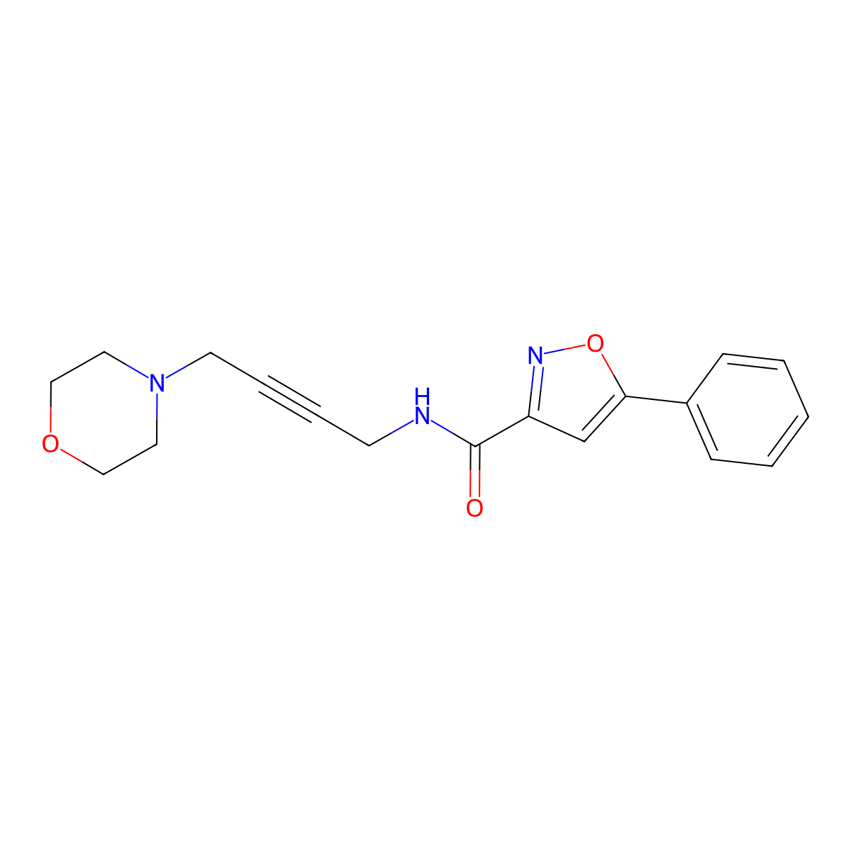 N-(4-morpholinobut-2-yn-1-yl)-5-phenylisoxazole-3-carboxamide molecular structure, CAS 1396800-16-0