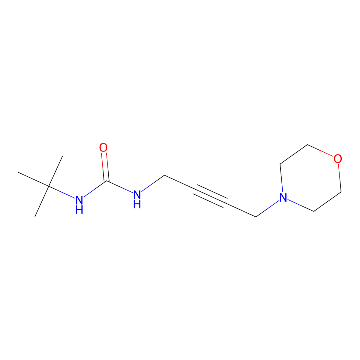 1-(Tert-butyl)-3-(4-morpholinobut-2-yn-1-yl)urea molecular structure, CAS 1396800-20-6
