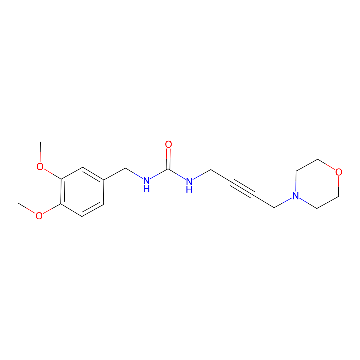 3-[(3,4-Dimethoxyphenyl)methyl]-1-[4-(morpholin-4-yl)but-2-yn-1-yl]urea molecular structure, CAS 1396800-22-8