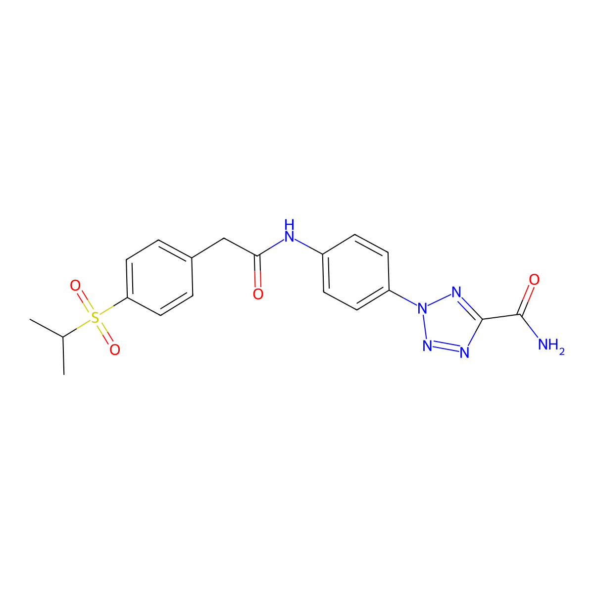 2-(4-{2-[4-(propane-2-sulfonyl)phenyl]acetamido}phenyl)-2H-1,2,3,4-tetrazole-5-carboxamide molecular structure, CAS 1396800-23-9