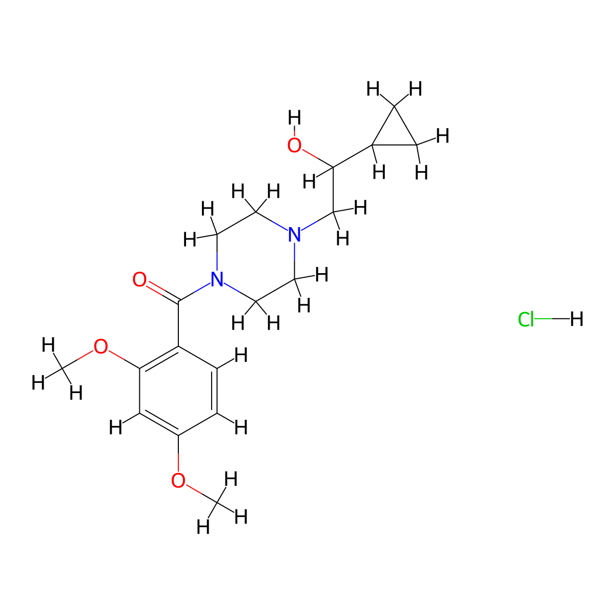 (4-(2-Cyclopropyl-2-hydroxyethyl)piperazin-1-yl)(2,4-dimethoxyphenyl)methanone hydrochloride molecular structure, CAS 1396800-25-1