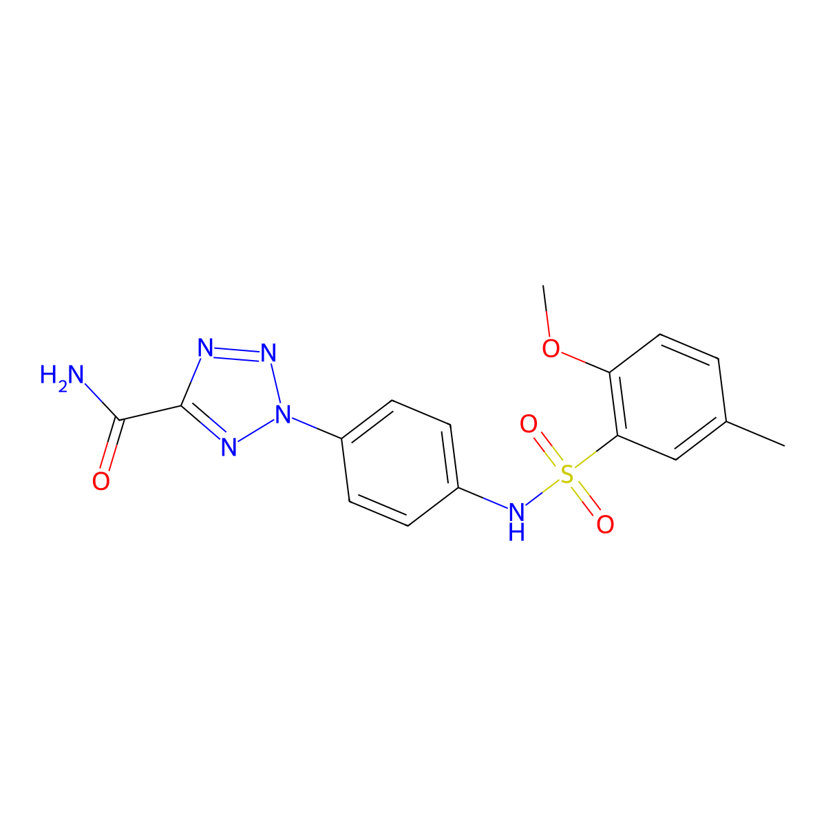2-[4-(2-methoxy-5-methylbenzenesulfonamido)phenyl]-2H-1,2,3,4-tetrazole-5-carboxamide molecular structure, CAS 1396800-26-2
