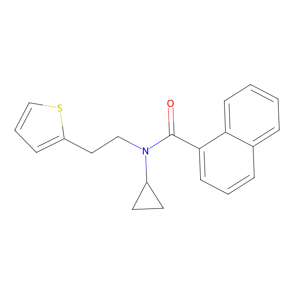 N-cyclopropyl-N-(2-(thiophen-2-yl)ethyl)-1-naphthamide molecular structure, CAS 1396800-33-1