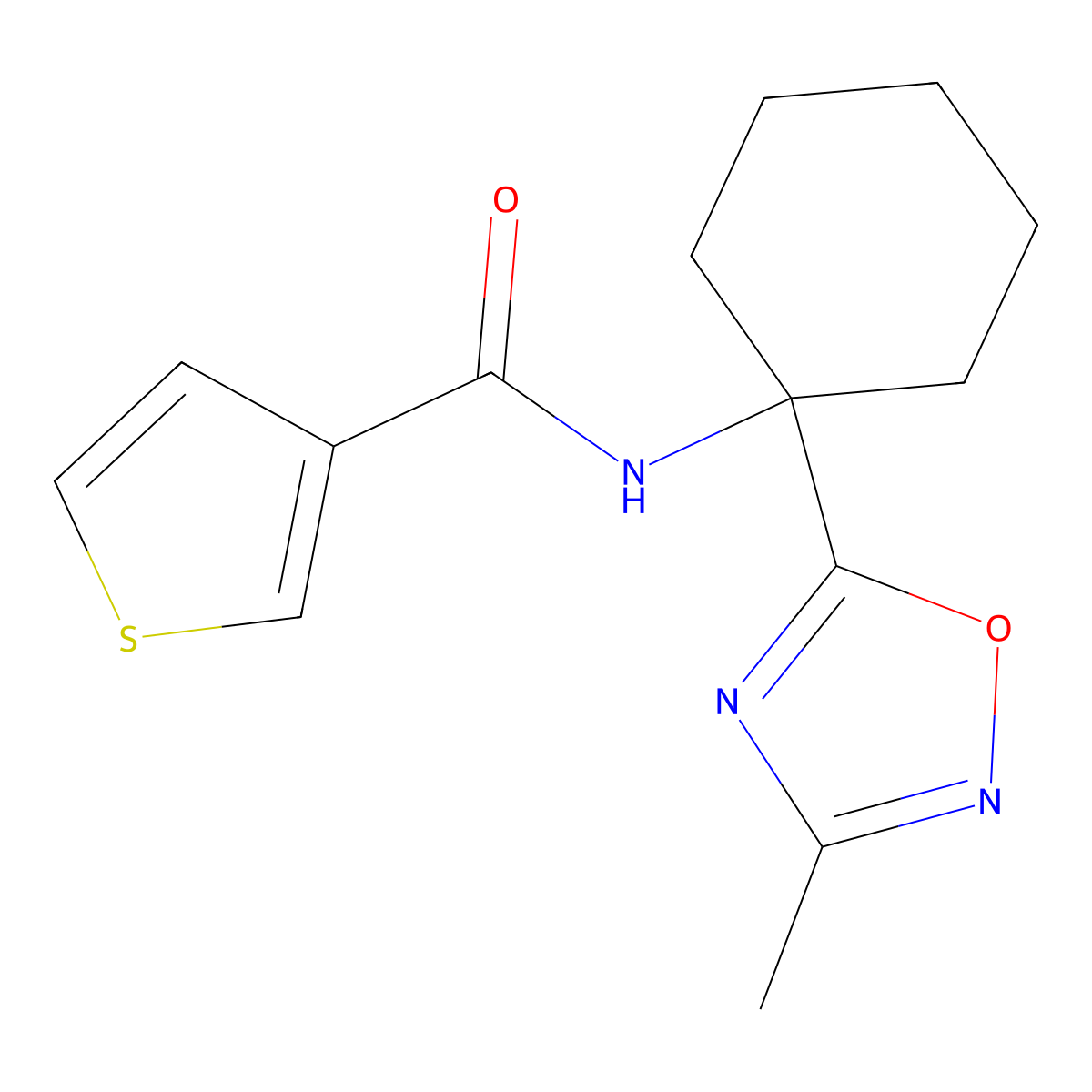 N-[1-(3-methyl-1,2,4-oxadiazol-5-yl)cyclohexyl]thiophene-3-carboxamide molecular structure, CAS 1396800-37-5