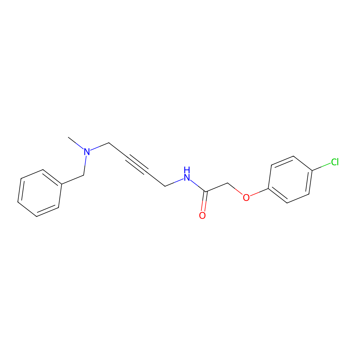 N-(4-(benzyl(methyl)amino)but-2-yn-1-yl)-2-(4-chlorophenoxy)acetamide molecular structure, CAS 1396800-40-0