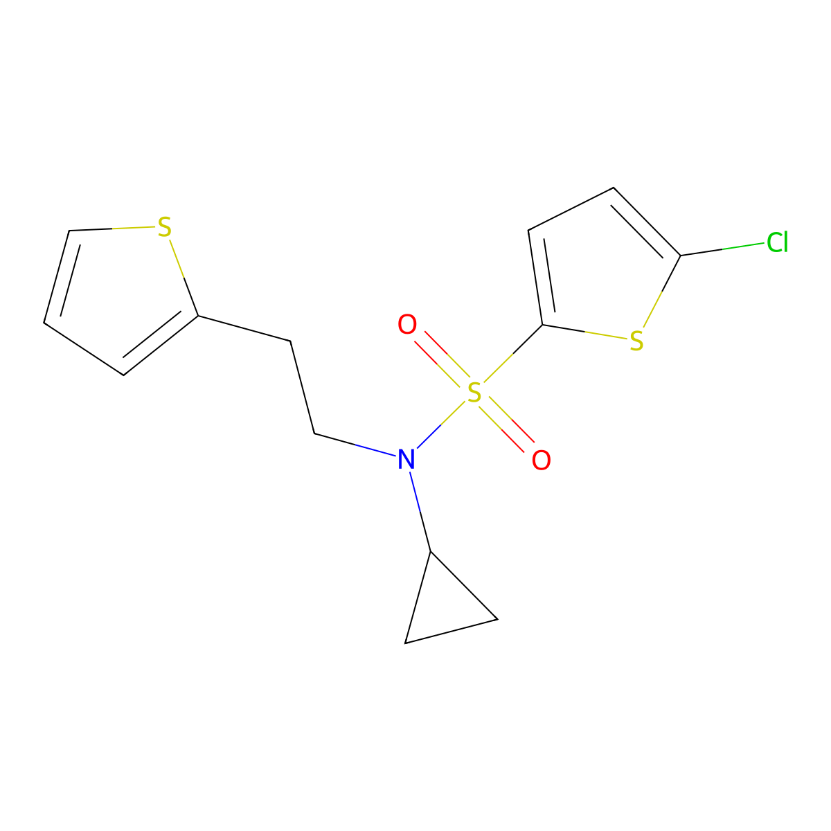 5-chloro-N-cyclopropyl-N-[2-(thiophen-2-yl)ethyl]thiophene-2-sulfonamide molecular structure, CAS 1396800-42-2
