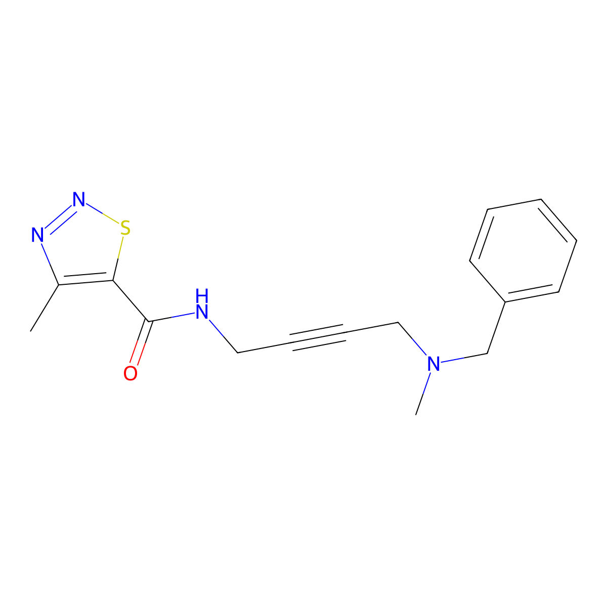 N-{4-[benzyl(methyl)amino]but-2-yn-1-yl}-4-methyl-1,2,3-thiadiazole-5-carboxamide molecular structure, CAS 1396800-47-7