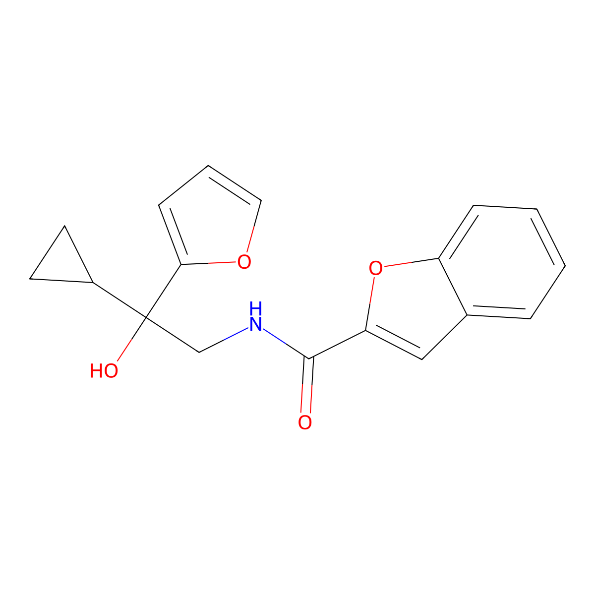 N-(2-cyclopropyl-2-(furan-2-yl)-2-hydroxyethyl)benzofuran-2-carboxamide molecular structure, CAS 1396800-59-1