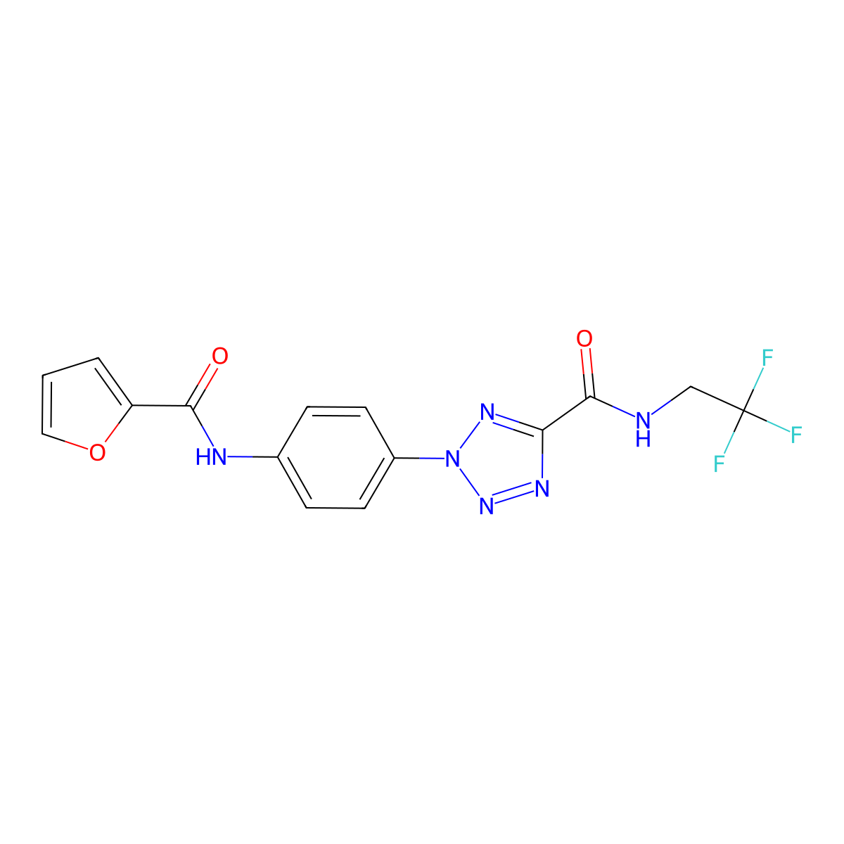 2-(4-(furan-2-carboxamido)phenyl)-N-(2,2,2-trifluoroethyl)-2H-tetrazole-5-carboxamide molecular structure, CAS 1396800-63-7