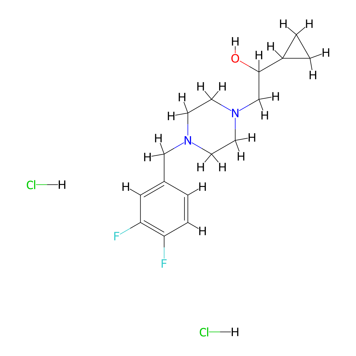 1-Cyclopropyl-2-(4-(3,4-difluorobenzyl)piperazin-1-yl)ethanol dihydrochloride molecular structure, CAS 1396800-64-8