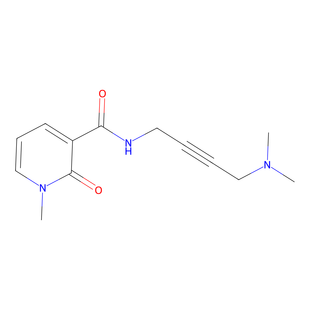 N-[4-(dimethylamino)but-2-yn-1-yl]-1-methyl-2-oxo-1,2-dihydropyridine-3-carboxamide molecular structure, CAS 1396800-69-3