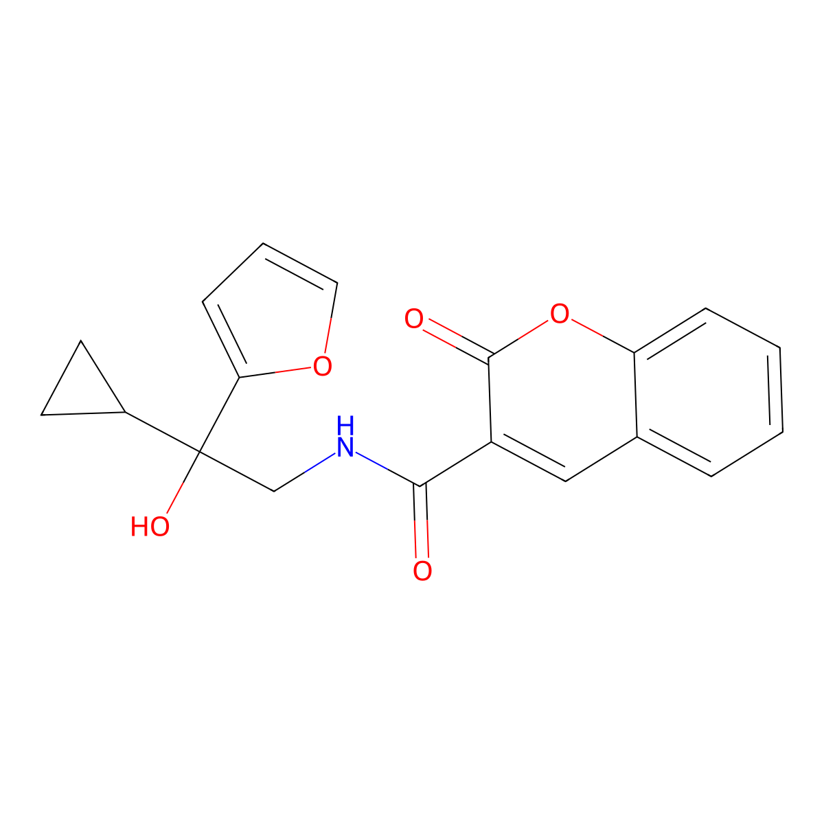 N-(2-cyclopropyl-2-(furan-2-yl)-2-hydroxyethyl)-2-oxo-2H-chromene-3-carboxamide molecular structure, CAS 1396800-71-7