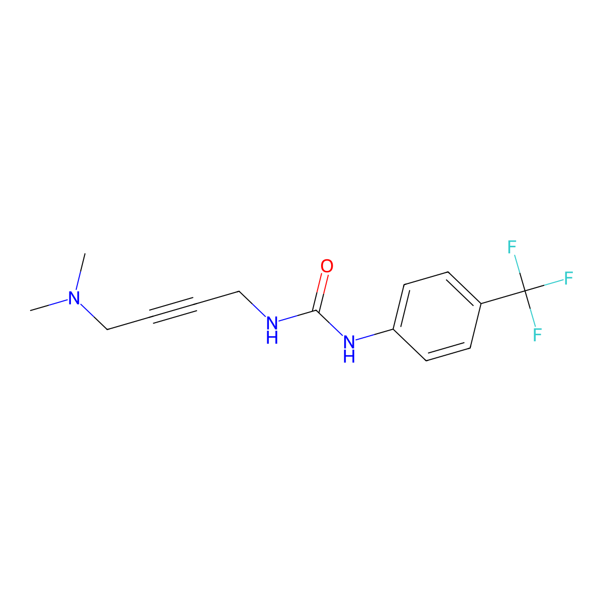 1-(4-(Dimethylamino)but-2-yn-1-yl)-3-(4-(trifluoromethyl)phenyl)urea molecular structure, CAS 1396800-80-8