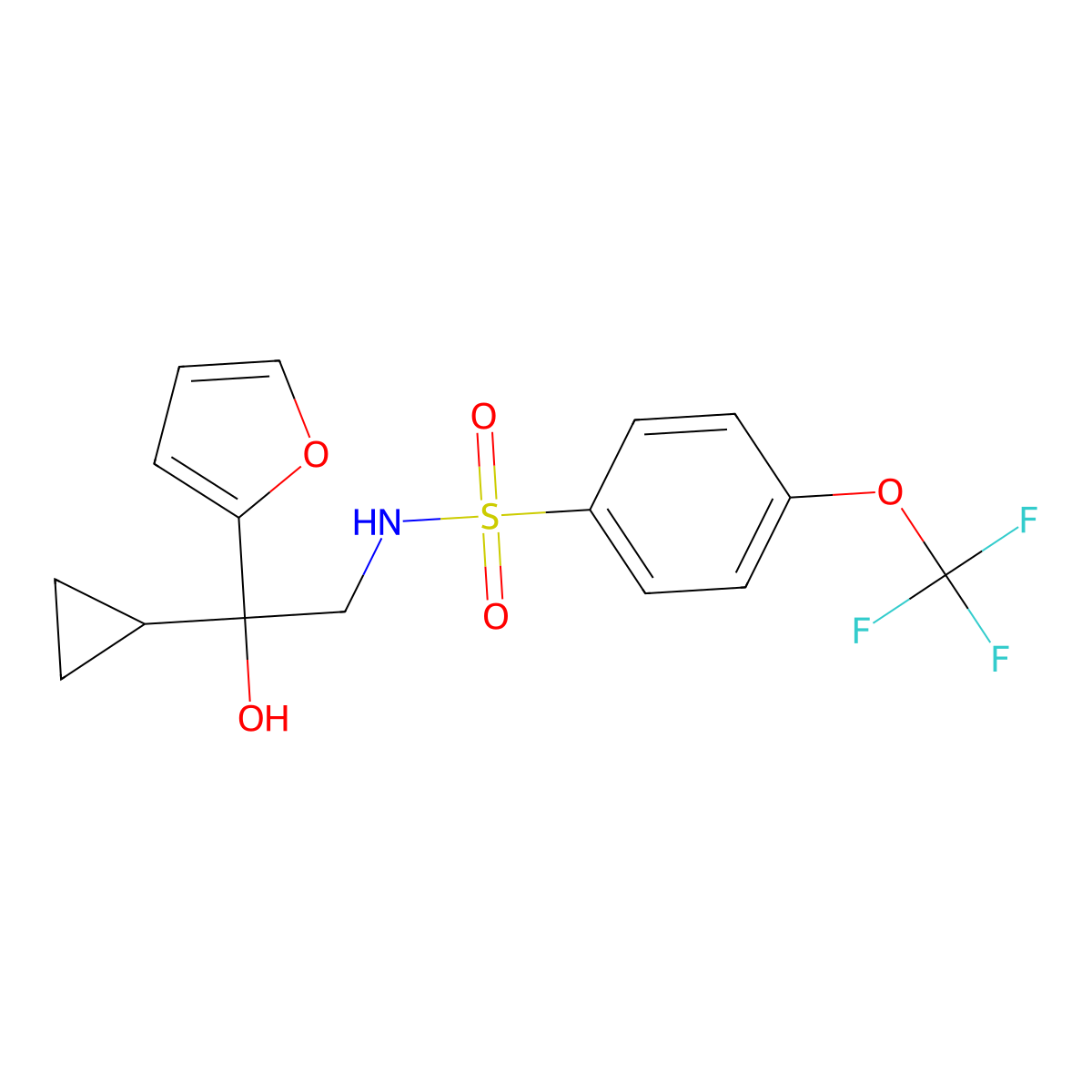 N-(2-cyclopropyl-2-(furan-2-yl)-2-hydroxyethyl)-4-(trifluoromethoxy)benzenesulfonamide molecular structure, CAS 1396800-91-1