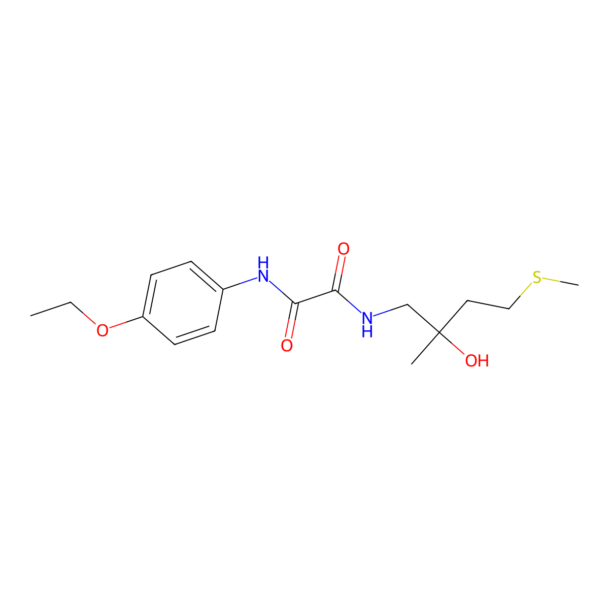 N1-(4-ethoxyphenyl)-N2-(2-hydroxy-2-methyl-4-(methylthio)butyl)oxalamide molecular structure, CAS 1396800-98-8