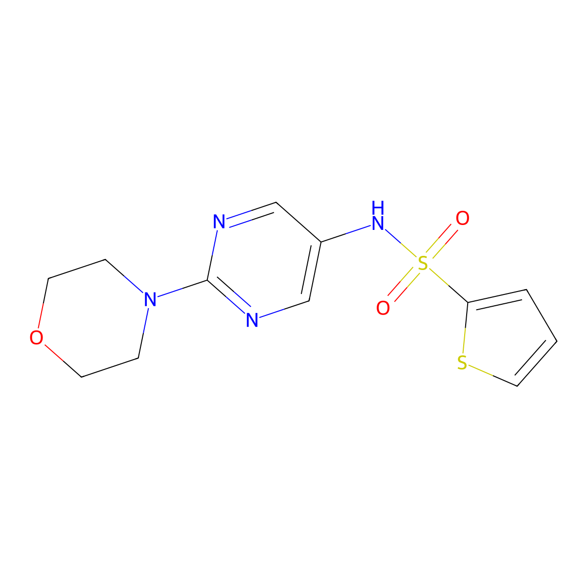 N-(2-morpholinopyrimidin-5-yl)thiophene-2-sulfonamide molecular structure, CAS 1396801-04-9