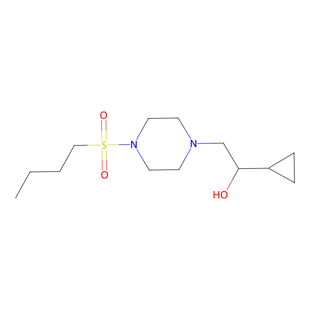 2-[4-(Butane-1-sulfonyl)piperazin-1-yl]-1-cyclopropylethan-1-ol molecular structure, CAS 1396801-11-8