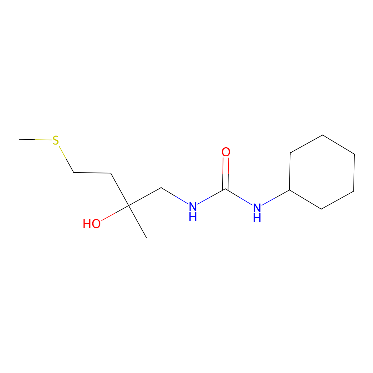 1-Cyclohexyl-3-(2-hydroxy-2-methyl-4-(methylthio)butyl)urea molecular structure, CAS 1396801-13-0