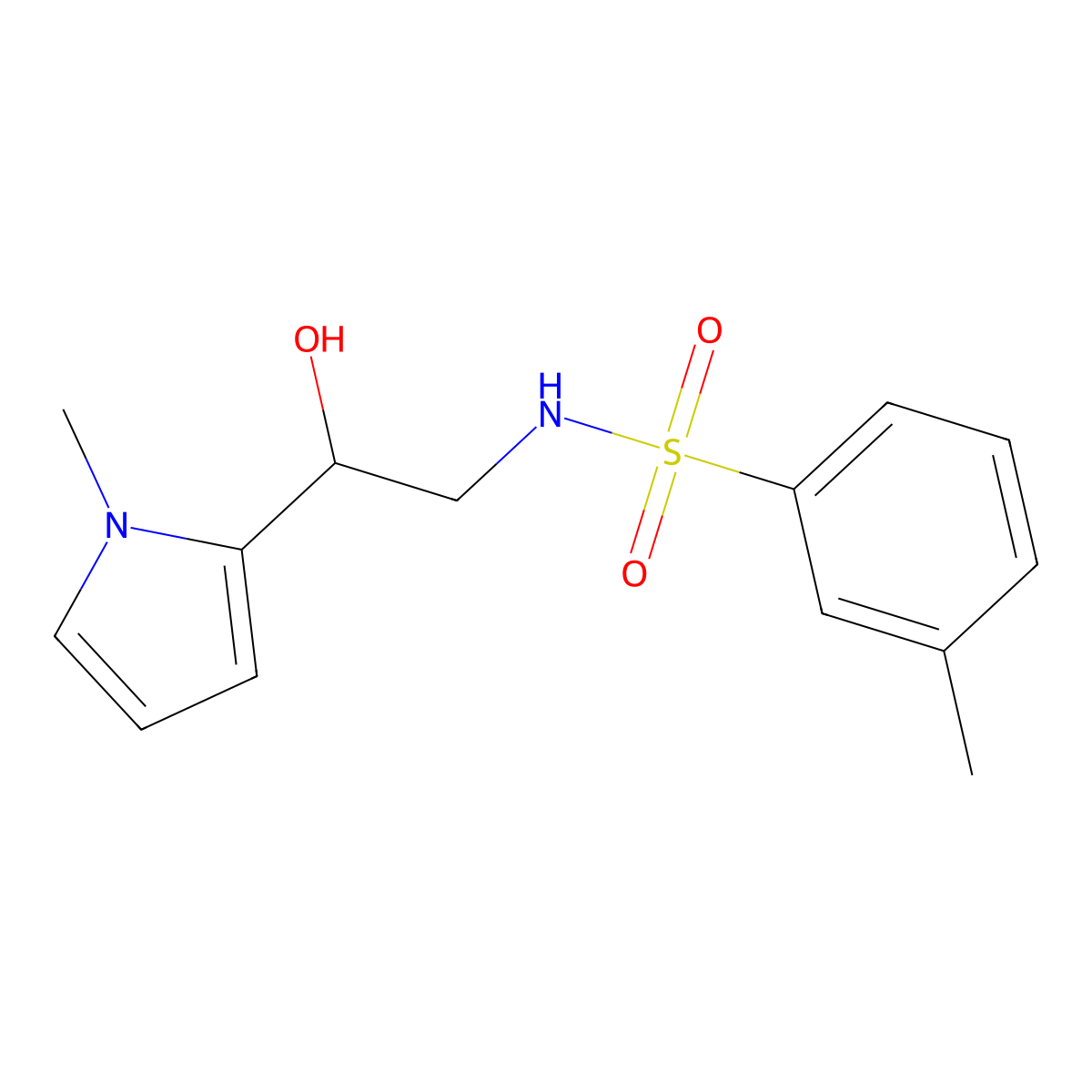 N-(2-hydroxy-2-(1-methyl-1H-pyrrol-2-yl)ethyl)-3-methylbenzenesulfonamide molecular structure, CAS 1396801-14-1