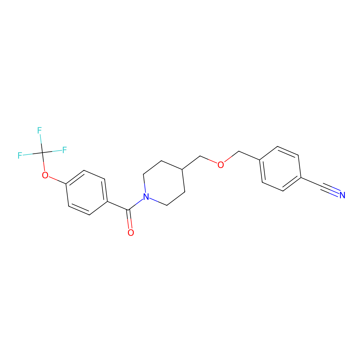 4-(((1-(4-(Trifluoromethoxy)benzoyl)piperidin-4-yl)methoxy)methyl)benzonitrile molecular structure, CAS 1396801-16-3