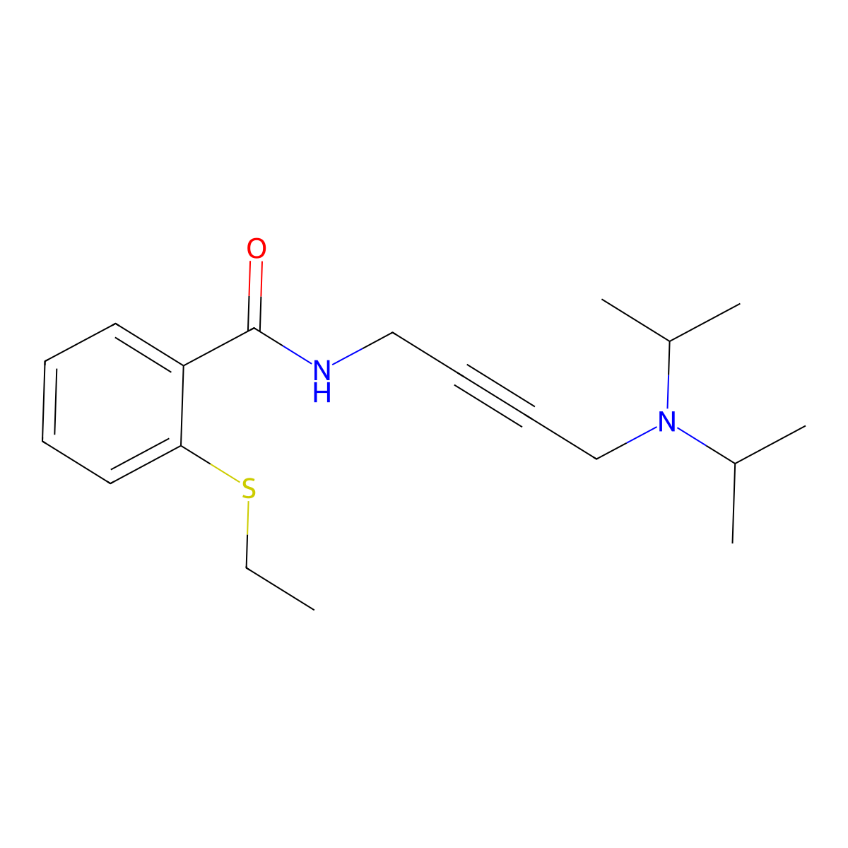 N-(4-(diisopropylamino)but-2-yn-1-yl)-2-(ethylthio)benzamide molecular structure, CAS 1396801-18-5