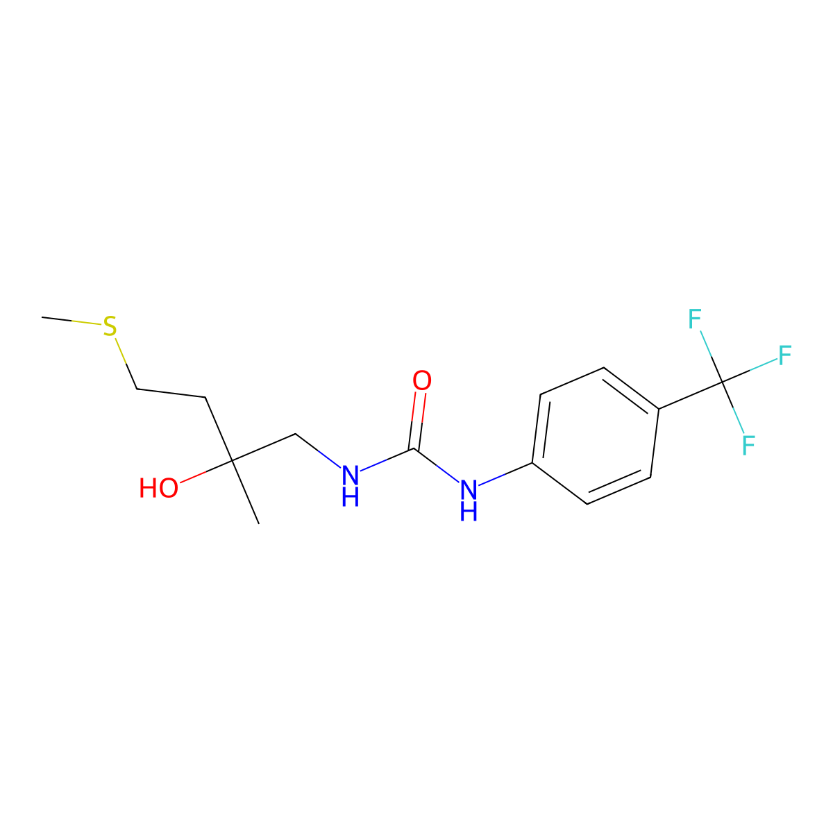 1-(2-Hydroxy-2-methyl-4-(methylthio)butyl)-3-(4-(trifluoromethyl)phenyl)urea molecular structure, CAS 1396801-22-1