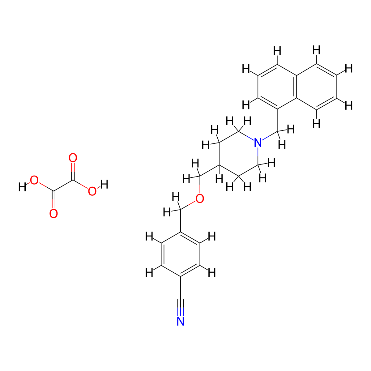 4-(((1-(Naphthalen-1-ylmethyl)piperidin-4-yl)methoxy)methyl)benzonitrile oxalate molecular structure, CAS 1396801-24-3
