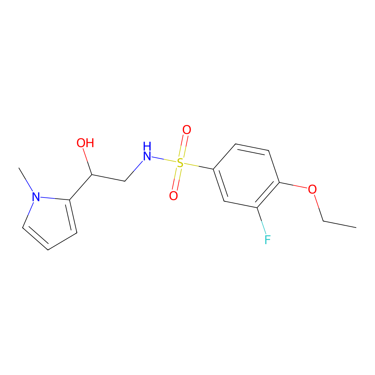 4-ethoxy-3-fluoro-N-(2-hydroxy-2-(1-methyl-1H-pyrrol-2-yl)ethyl)benzenesulfonamide molecular structure, CAS 1396801-25-4
