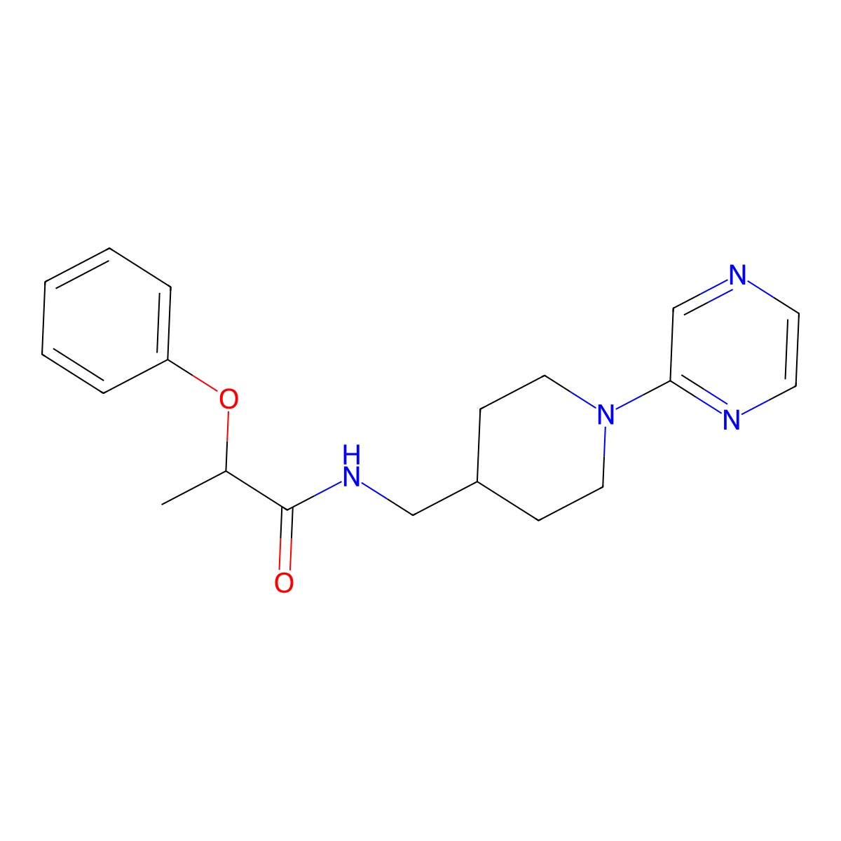 2-phenoxy-N-{[1-(pyrazin-2-yl)piperidin-4-yl]methyl}propanamide molecular structure, CAS 1396801-31-2