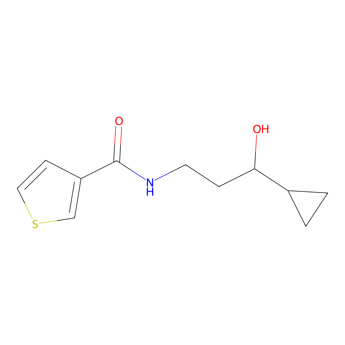 N-(3-cyclopropyl-3-hydroxypropyl)thiophene-3-carboxamide molecular structure, CAS 1396801-33-4