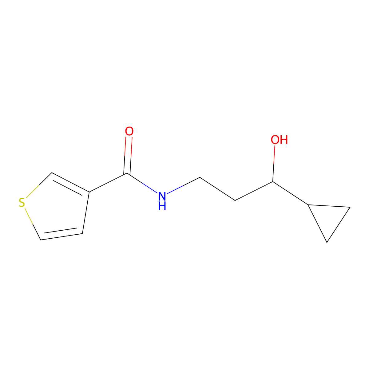 N-(3-cyclopropyl-3-hydroxypropyl)thiophene-3-carboxamide molecular structure, CAS 1396801-33-4