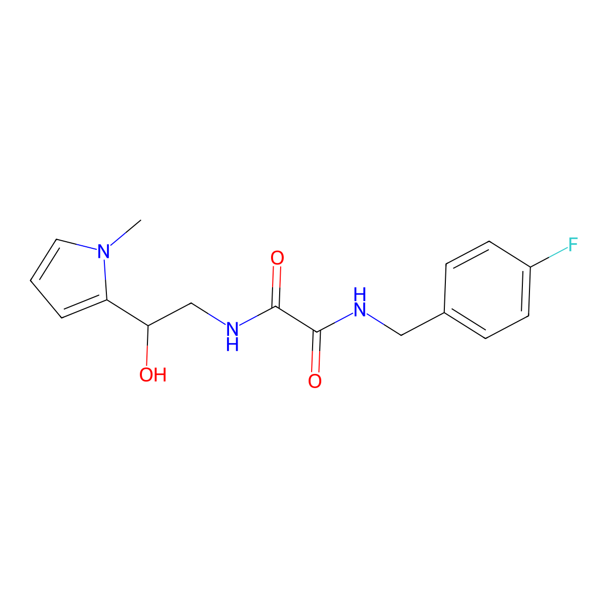 N1-(4-fluorobenzyl)-N2-(2-hydroxy-2-(1-methyl-1H-pyrrol-2-yl)ethyl)oxalamide molecular structure, CAS 1396801-36-7