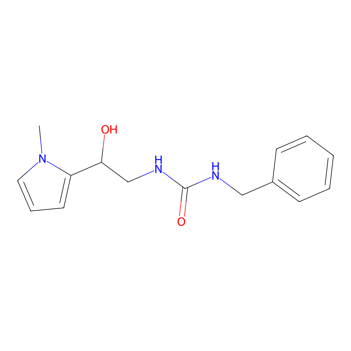 1-benzyl-3-(2-hydroxy-2-(1-methyl-1H-pyrrol-2-yl)ethyl)urea molecular structure, CAS 1396801-38-9