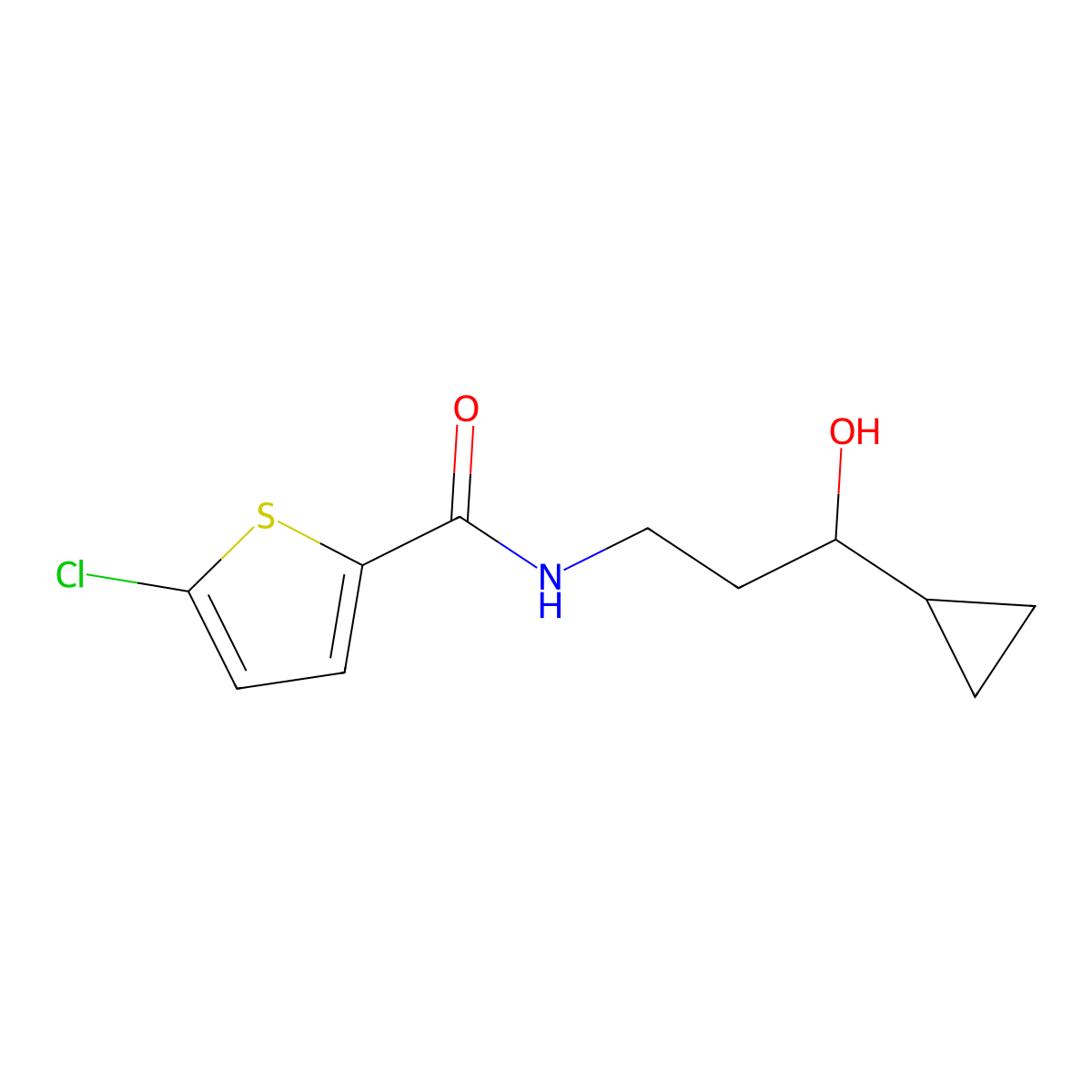 5-chloro-N-(3-cyclopropyl-3-hydroxypropyl)thiophene-2-carboxamide molecular structure, CAS 1396801-42-5