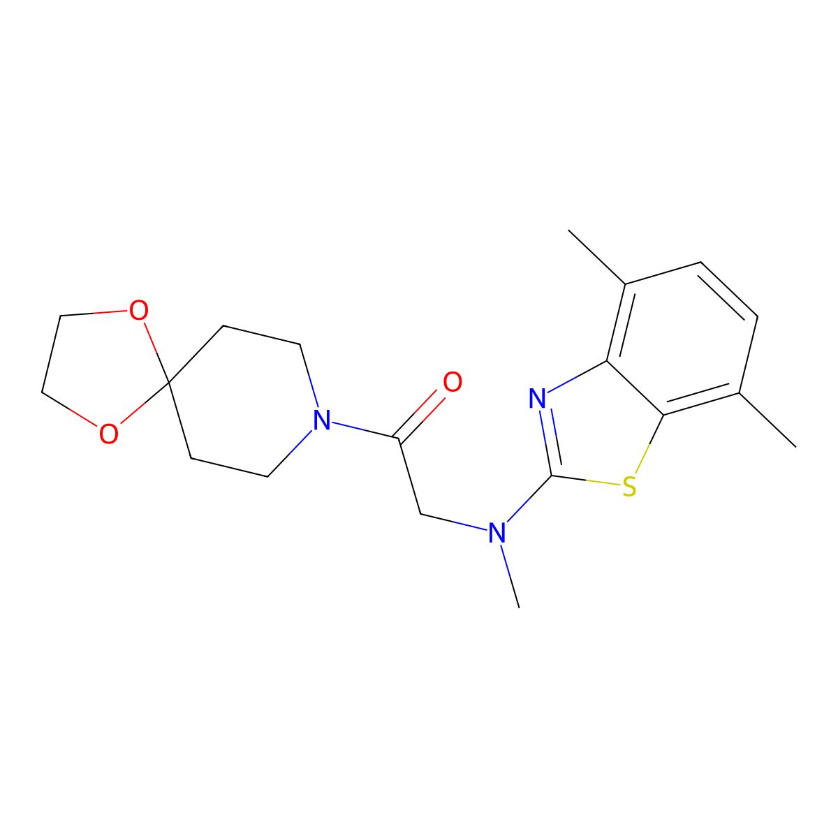 2-((4,7-Dimethylbenzo[d]thiazol-2-yl)(methyl)amino)-1-(1,4-dioxa-8-azaspiro[4.5]decan-8-yl)ethanone molecular structure, CAS 1396801-43-6
