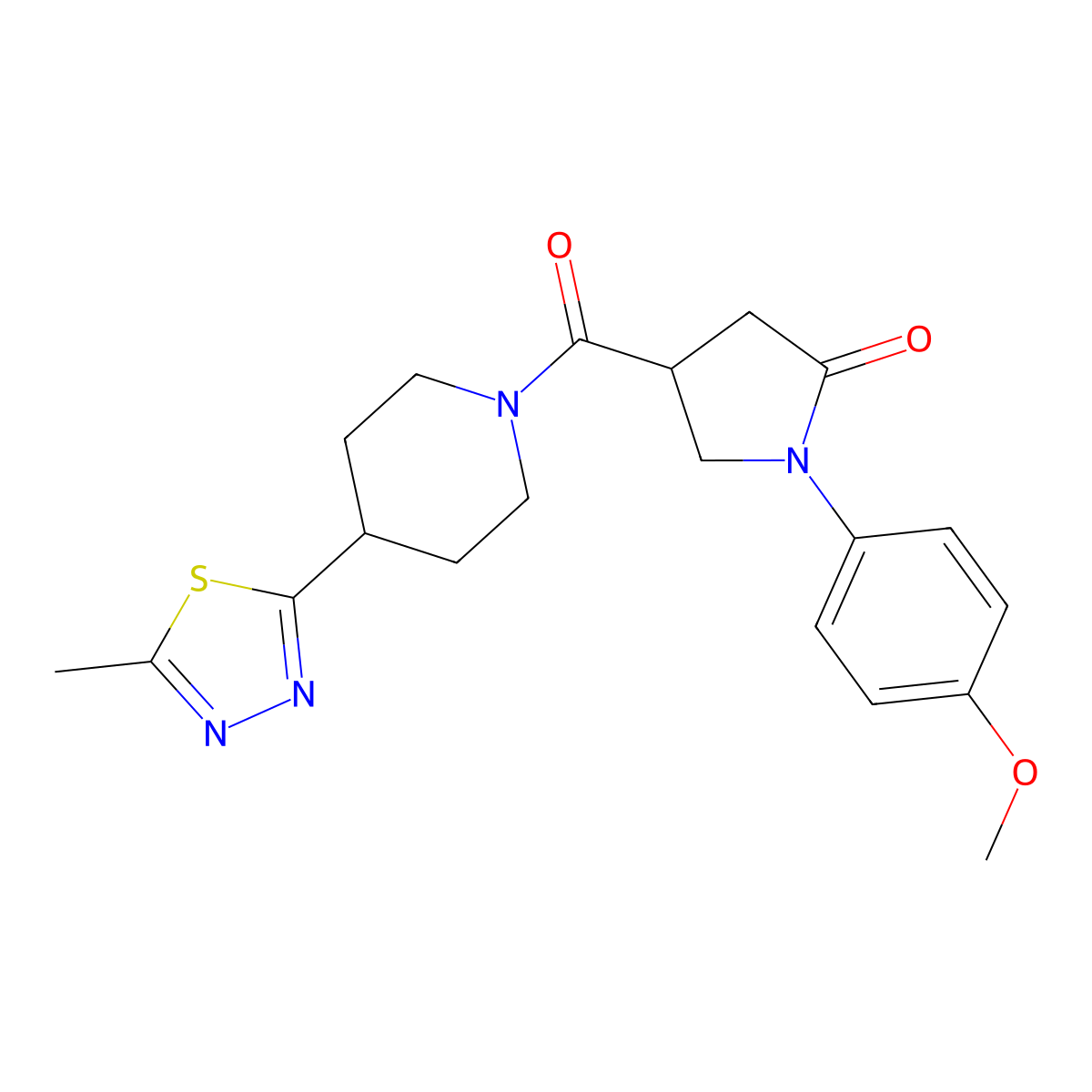 1-(4-Methoxyphenyl)-4-[4-(5-methyl-1,3,4-thiadiazol-2-yl)piperidine-1-carbonyl]pyrrolidin-2-one molecular structure, CAS 1396801-45-8