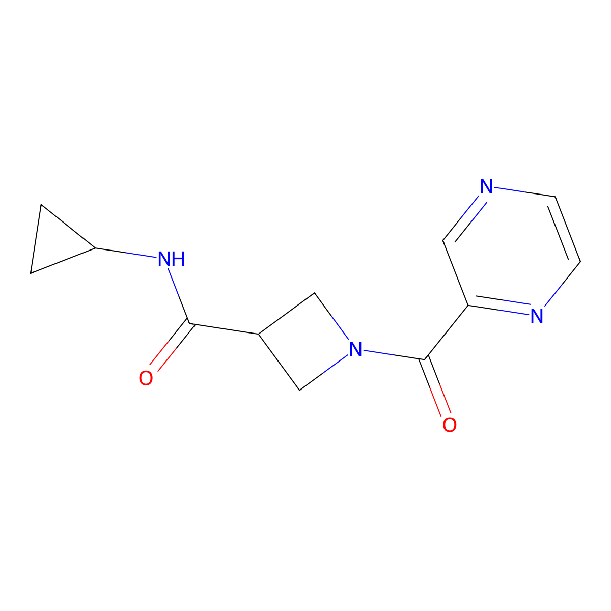 N-cyclopropyl-1-(pyrazine-2-carbonyl)azetidine-3-carboxamide molecular structure, CAS 1396801-47-0