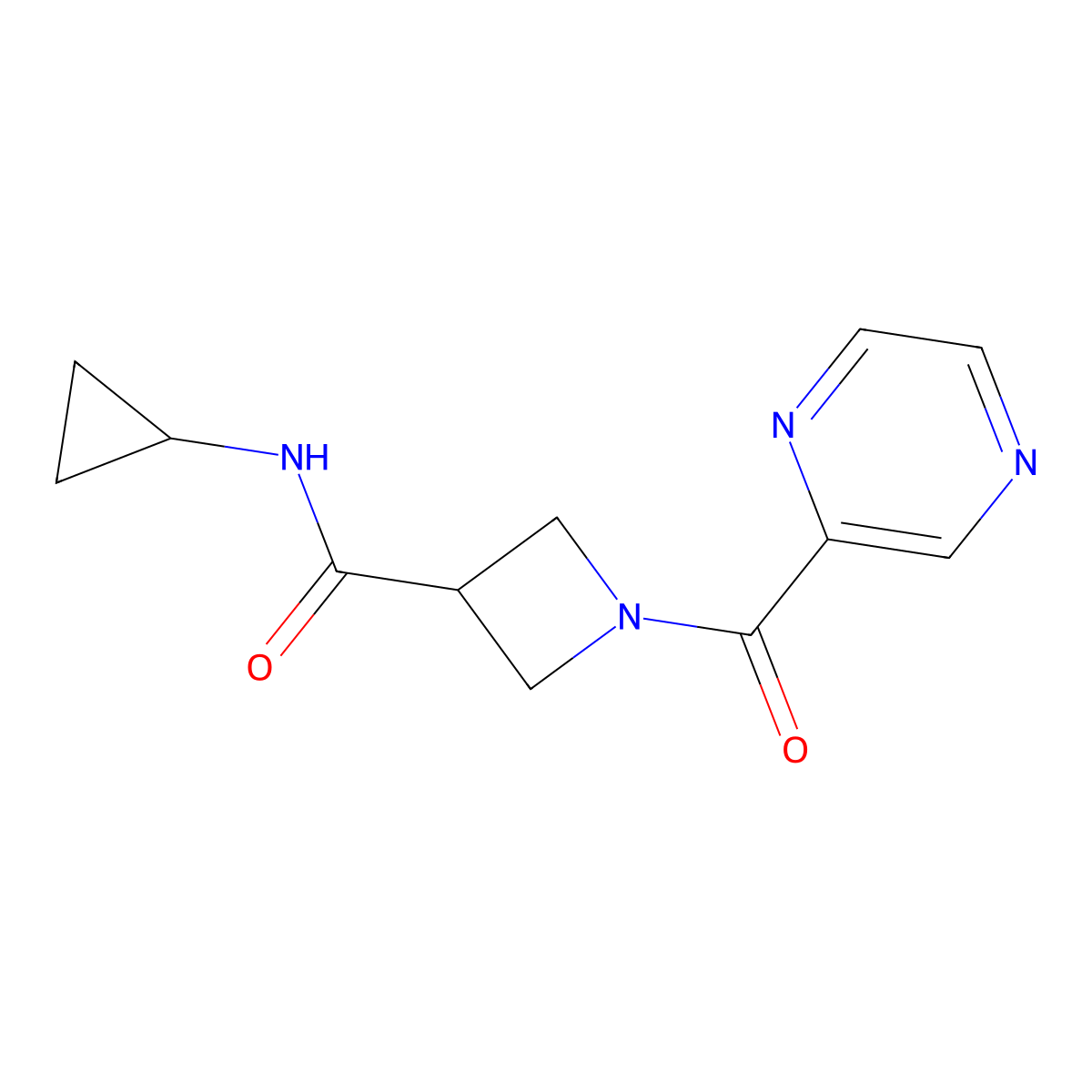 N-cyclopropyl-1-(pyrazine-2-carbonyl)azetidine-3-carboxamide molecular structure, CAS 1396801-47-0