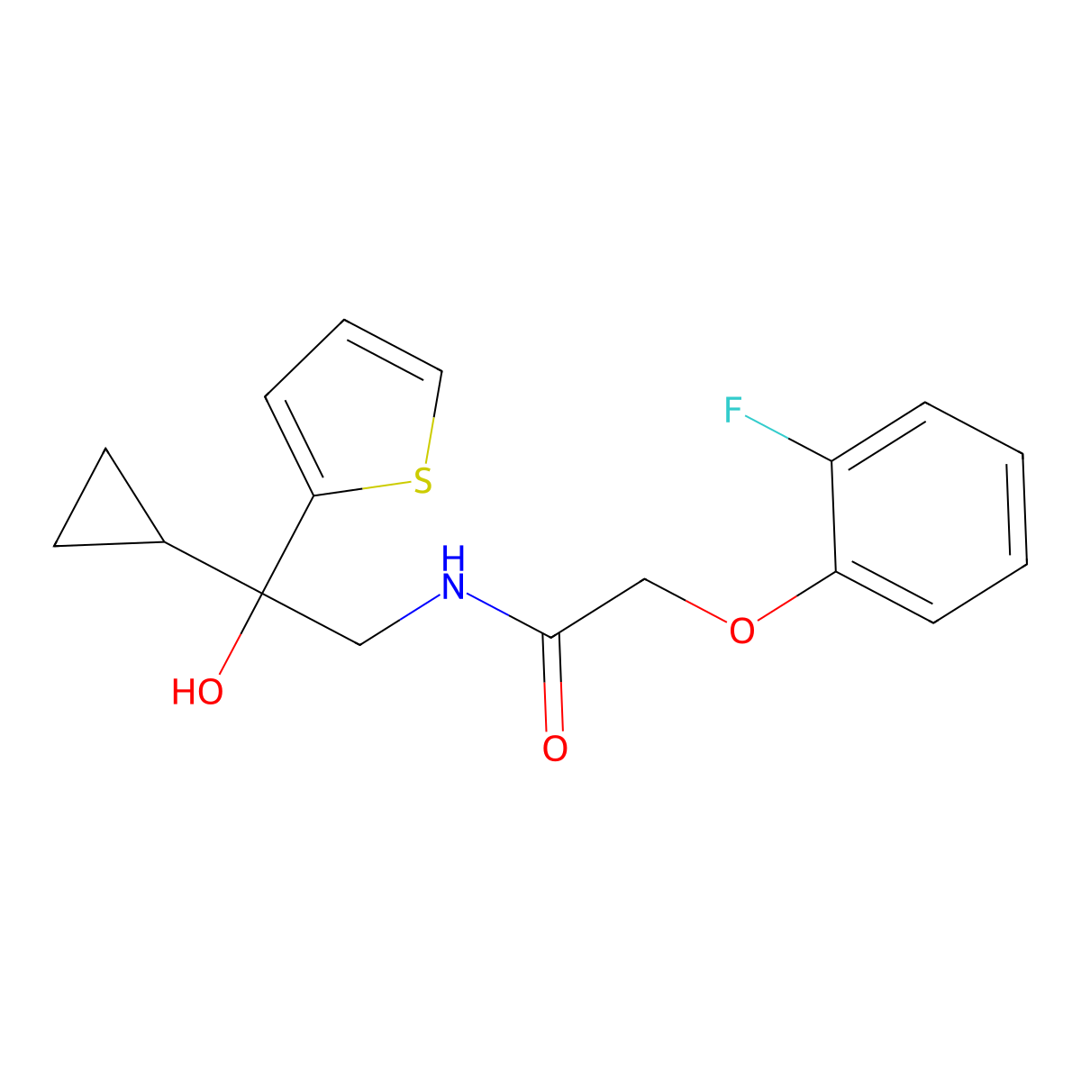 N-[2-cyclopropyl-2-hydroxy-2-(thiophen-2-yl)ethyl]-2-(2-fluorophenoxy)acetamide molecular structure, CAS 1396801-49-2