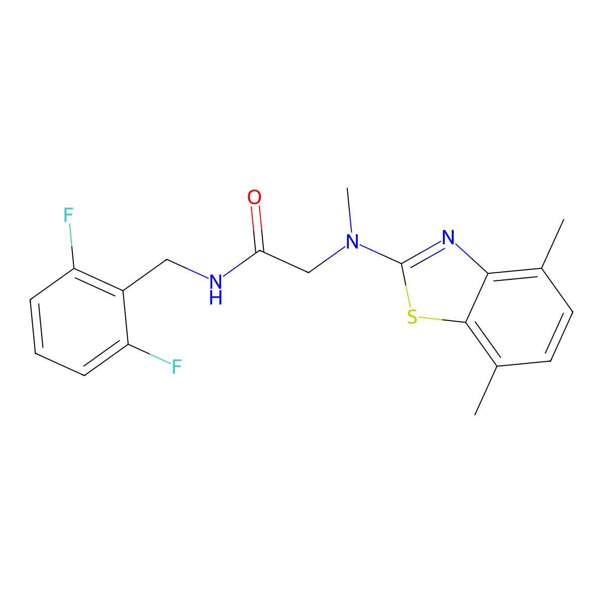 N-(2,6-difluorobenzyl)-2-((4,7-dimethylbenzo[d]thiazol-2-yl)(methyl)amino)acetamide molecular structure, CAS 1396801-50-5
