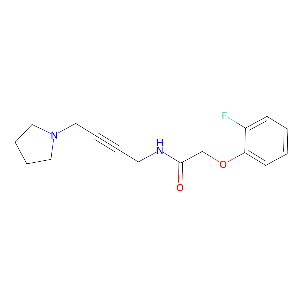2-(2-fluorophenoxy)-N-[4-(pyrrolidin-1-yl)but-2-yn-1-yl]acetamide molecular structure, CAS 1396801-54-9