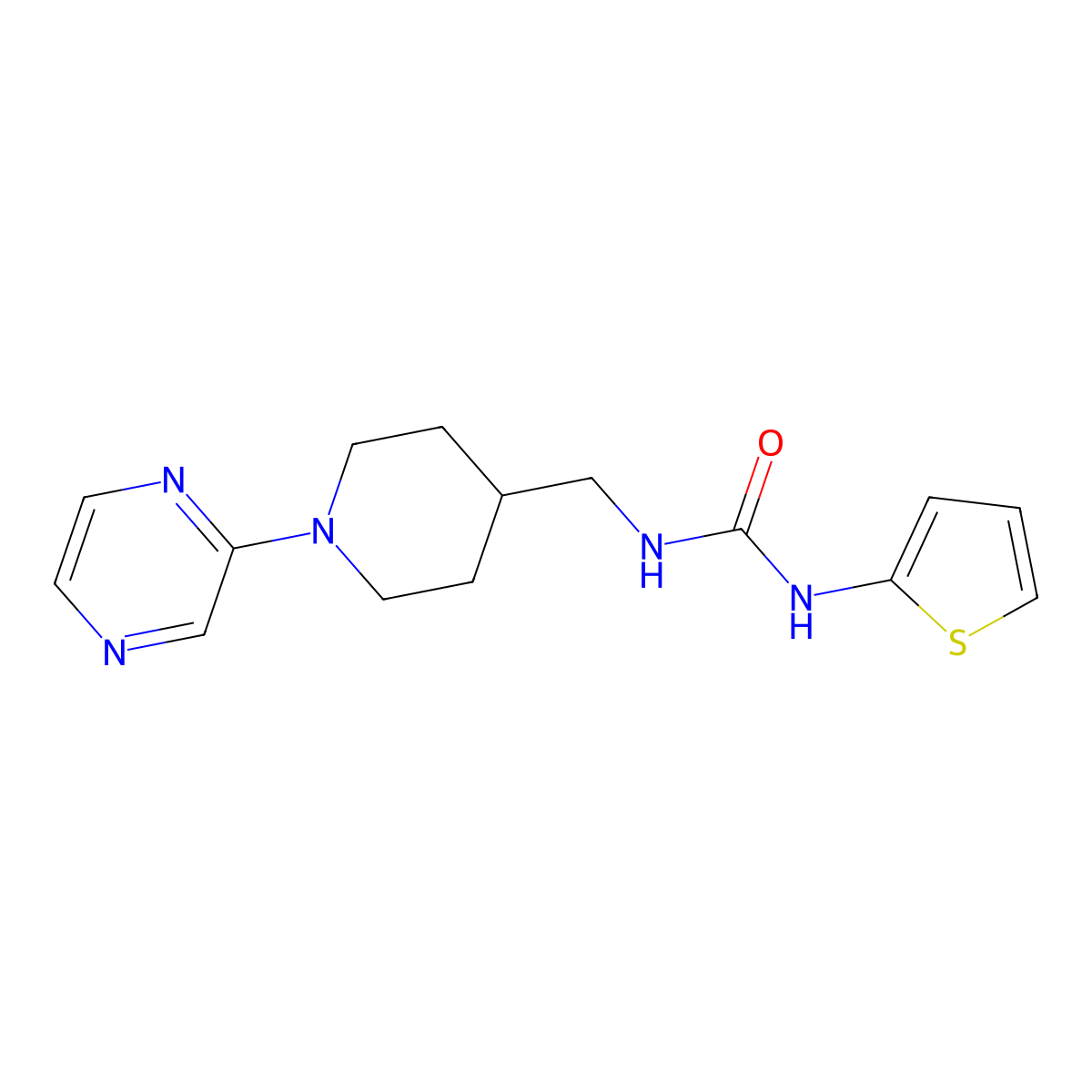 1-((1-(Pyrazin-2-yl)piperidin-4-yl)methyl)-3-(thiophen-2-yl)urea molecular structure, CAS 1396801-55-0