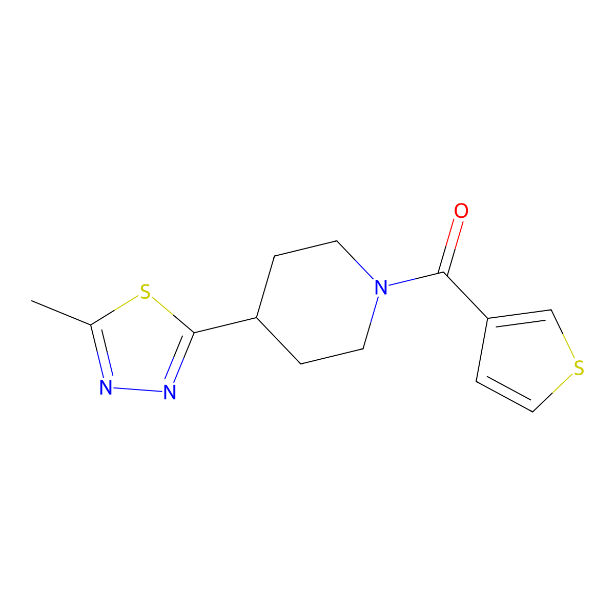 (4-(5-Methyl-1,3,4-thiadiazol-2-yl)piperidin-1-yl)(thiophen-3-yl)methanone molecular structure, CAS 1396801-56-1